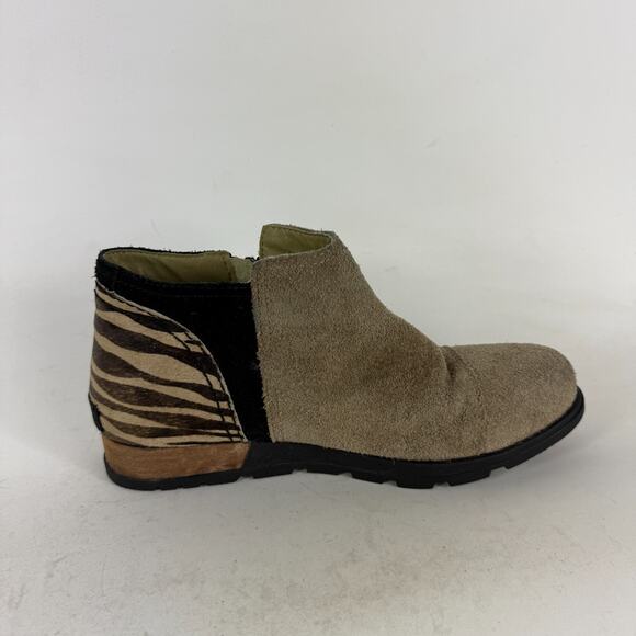 Sorel Major Ankle Boots Women's 9 Beige Zebra Print Side Zip Chelsea 1650161265 - Picture 4 of 10